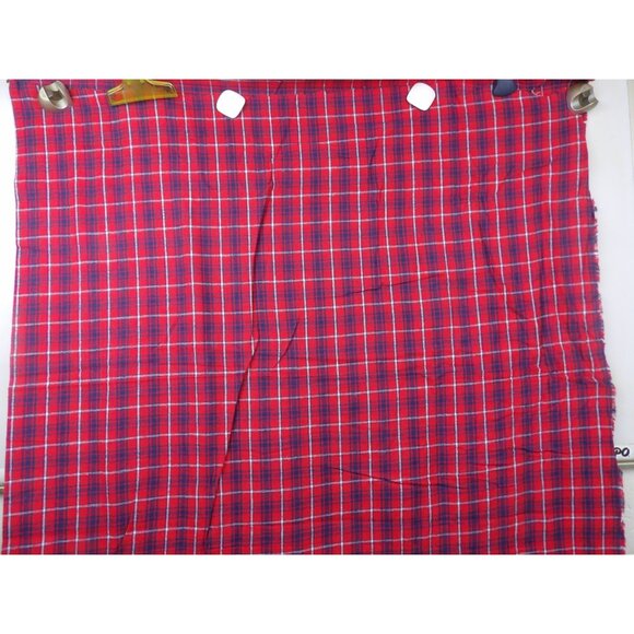Fabric, Flannel, Cotton, Red-Navy-White Plaid 60" w x 2.5 Yds. - Picture 2 of 2